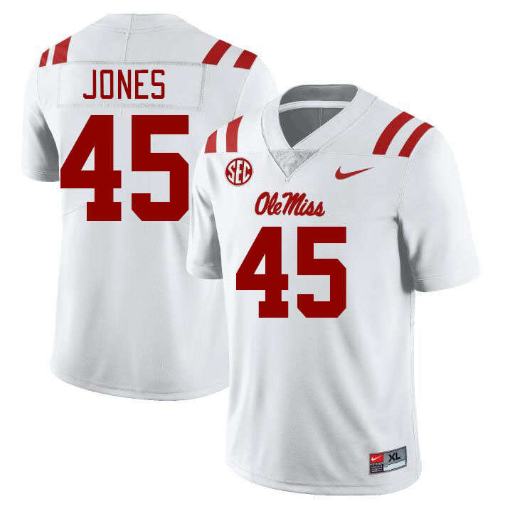 Men #45 Jackson Jones Ole Miss Rebels College Football Jerseys Stitched Sale-White